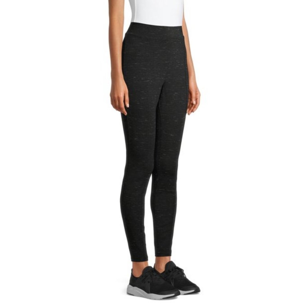 Time and Tru Women's Ponte Jeggings Black Soot Space Dye - Picture 2 of 7